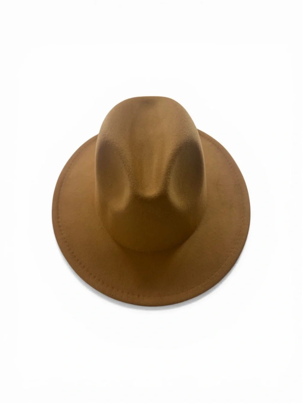 Women’s wide brim Beige, Brown Felt Fedora Hat, Mountian hat, OS - Picture 4 of 6
